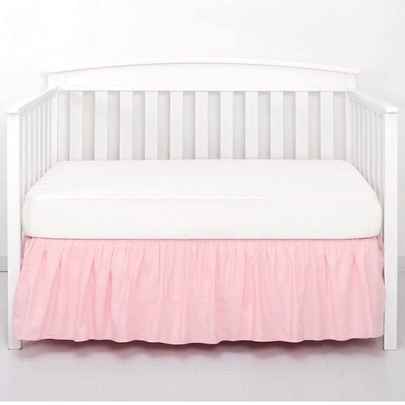 TILLYOU Crib Bed Skirt Dust Ruffle, 100% Natural Cotton,14" Drop, Light Pink NWT - Picture 1 of 10